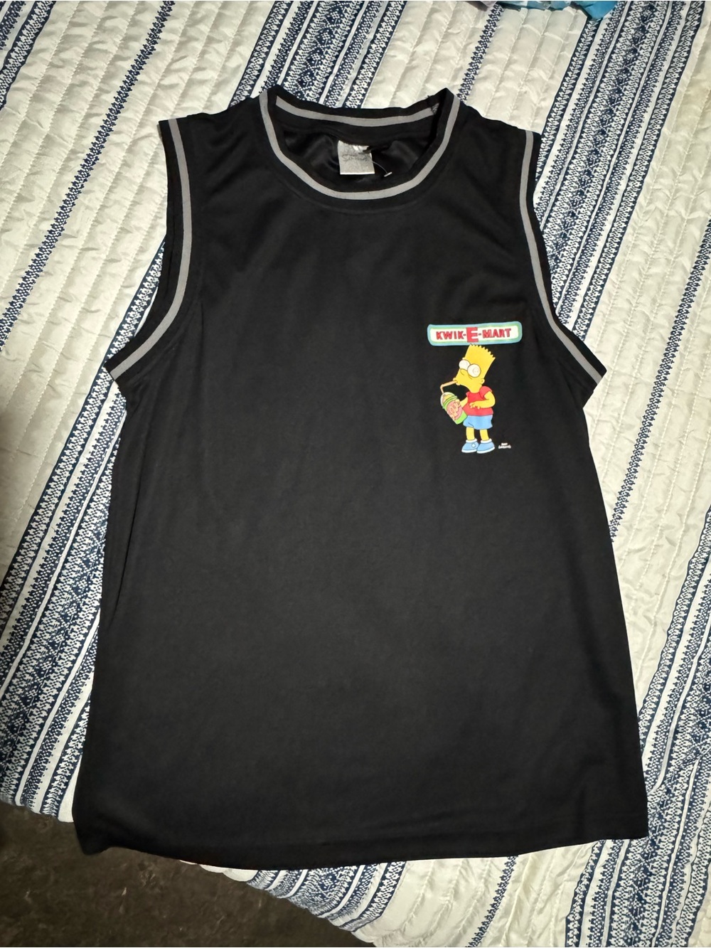 Black Bart Simpson Kwik-E-Mart Graphic Sleeveless Jersey - Unbranded